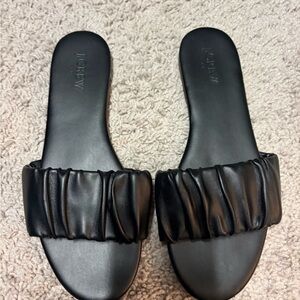 J. Crew Factory Black Ruched Slide Sandals